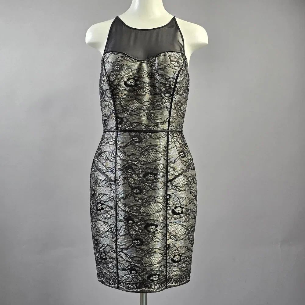 Aiden Black and Silver Lace Mini Dress (Rack8)